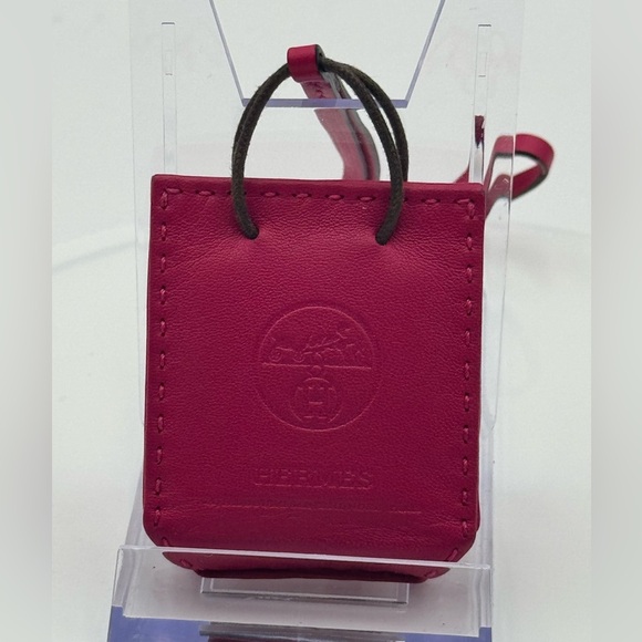 Authentic Hermes Sac Orange Bag Charm in Rose Mexico with Original Box - Picture 5 of 11